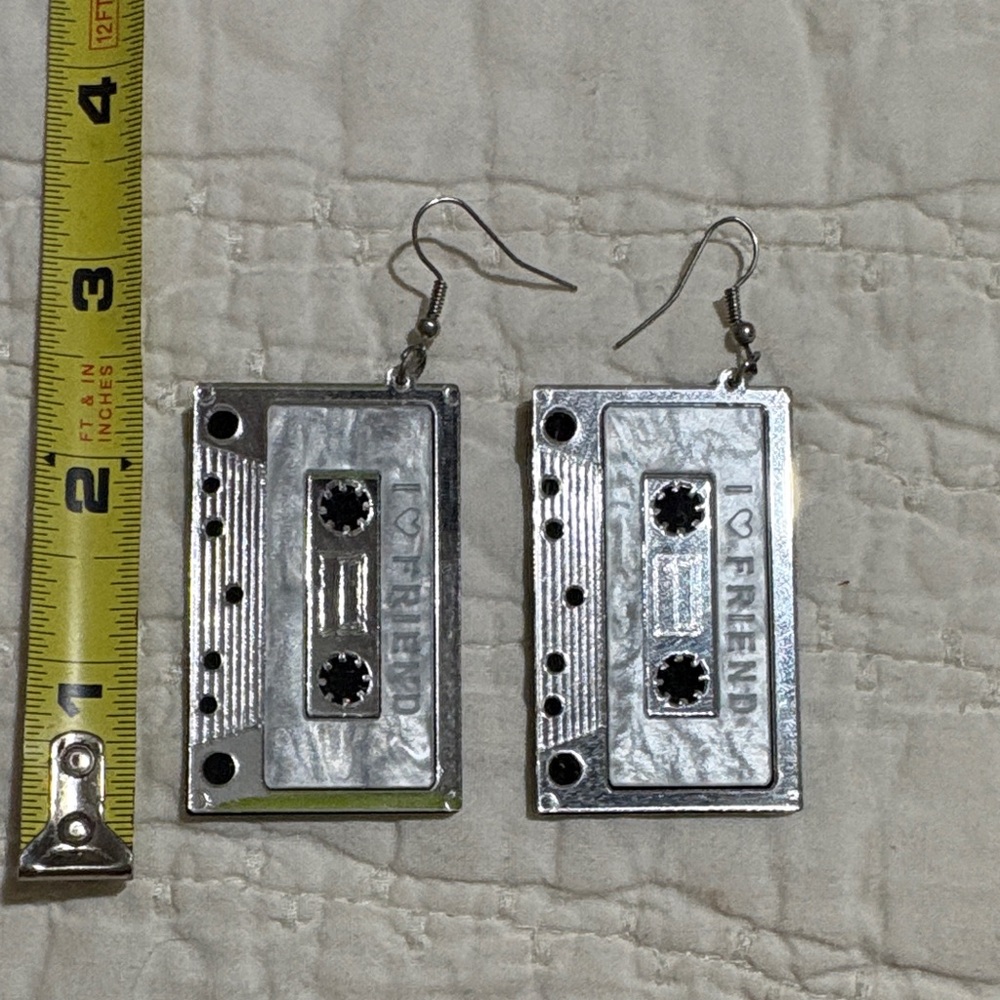 80/90s Silver Cassette Tape Earrings